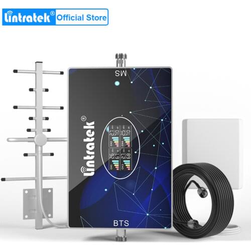 Lintratek 2G 3G 4G Four Band Cellular Repeater GSM DCS LTE 800 900 1800 2100MHz Cell Phone Booster Mobile Signal Amplifier Kit