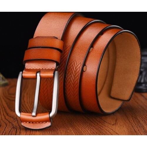 EL BARCO Leather Belt For Men Black Coffee High Quality Designer Male Belts Cowhide Luxury Brown Casual Waist Strap Pin Buckles