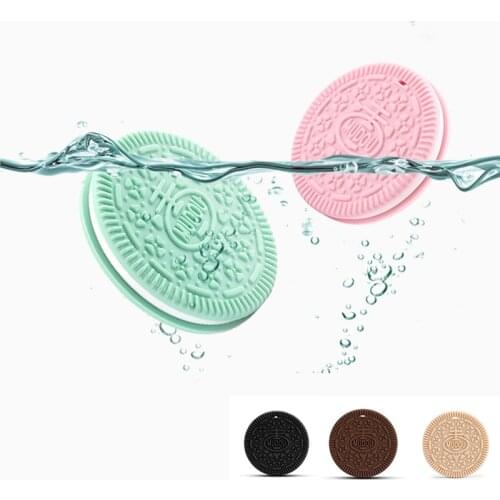 Soft Silicone Cookies Baby Toys Necklace Teething Ring Baby Teethers Nursing Pendant Pacifier Clips Biscuit Kids Gift BPA Free