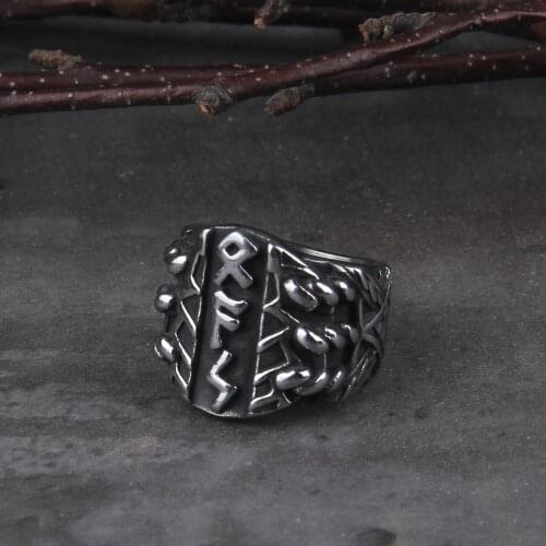 Never Fade viking ring rune stainless steel smooth fashion popular north europe gift amulet jewelry with wooden box