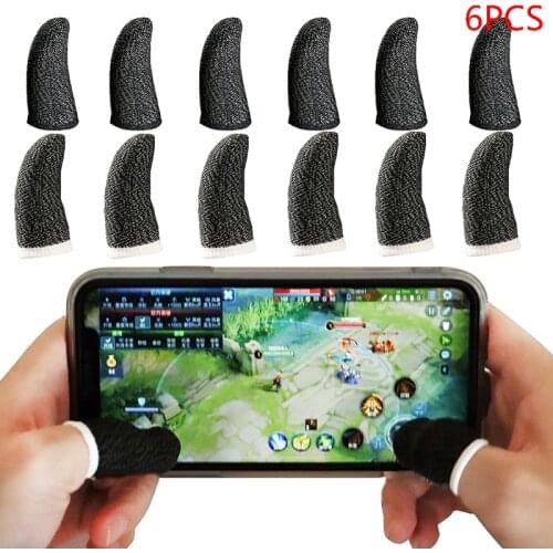 6Pcs Mobile Game Sweat-proof Fingers Gloves Fingertip Gloves Non-slip Touch Screen Thumbs Finger Sleeve Assist artifact
