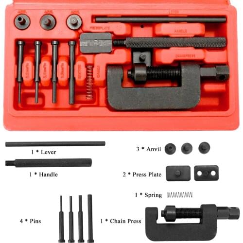 Motorcycle Bike Chain Breaker Splitter Link Riveter Universal Bikes Riveting Tool Set Cycling Accessories Carry Case Tool Kit