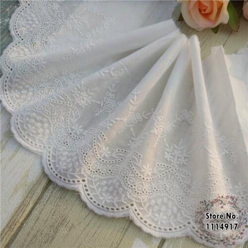 Widely Vintage 100%Cotton Embroidered Lace Fbabric DIY Cotton Cloth Width 19cm DIY sewing Lace Trim Accessories 5Yds/lot