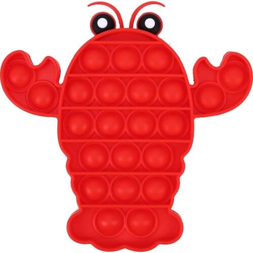 Silicone Red Lobster Push Bubble Sensory Toy Anti-stress Relaxing Puzzle Fidget Autism Toys for Adults Kids dropshipping