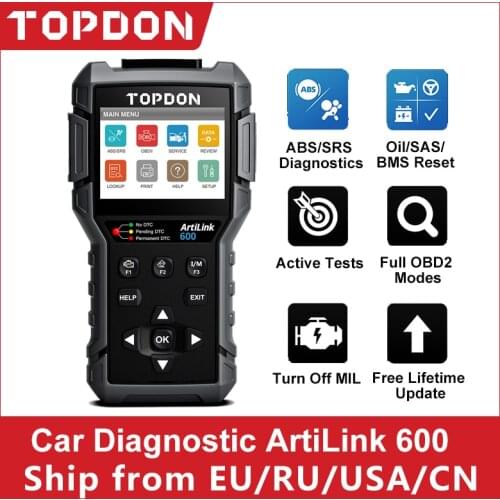 TOPDON ArtiLink600 OBD2 Scanner Car Diagnostic Tool Automotive Scan Auto Diagnostics ABS SRS Engine Test Autoscanner Free Update