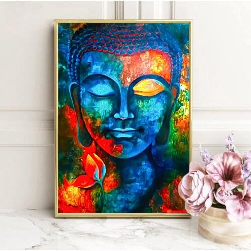 Modern Buddhism Lord Buddha Oil Painting on Canvas Posters and Prints Cuadros Wall Pictures for Living Room or Study Frameless