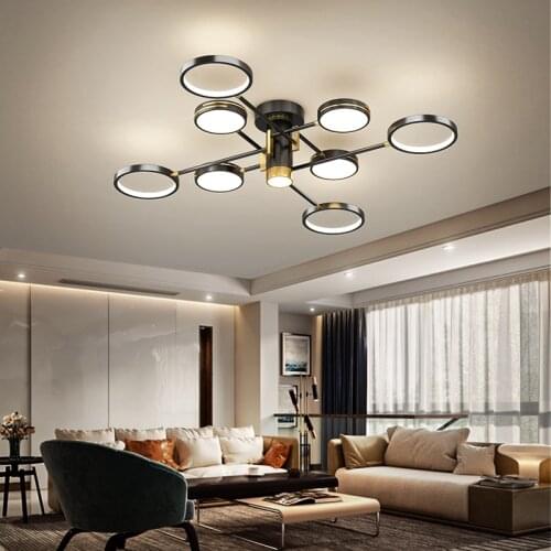 Nordic Modern LED Chandelier Simple Black Gold High-end Remote Control Design For Living Room Bedroom Restaurant Lighting