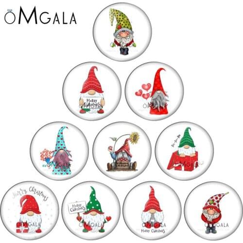 Merry Christmas Cartoon Santa Claus New year 10pcs 12mm/18mm/20mm/25mm Round photo glass cabochon demo flat back Making findings