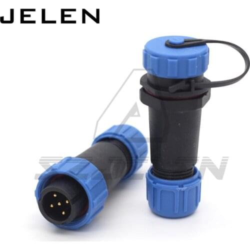 SP13 Waterproof Aviation Connector 5pin , Docking power cable connector male and female IP68, 5 pin LED wire connectors
