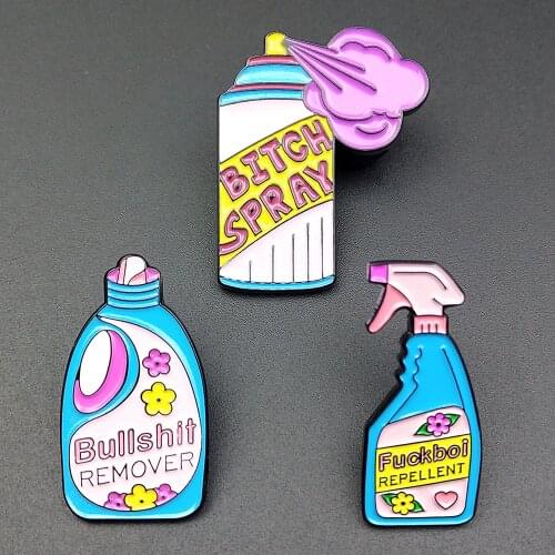 Funny Cleaning Supplies Enamel Cartoon Pins Brooches Badges For Backpack Bags Metal Pin Gifts Jewelry Cute Brooch DIY Clothes