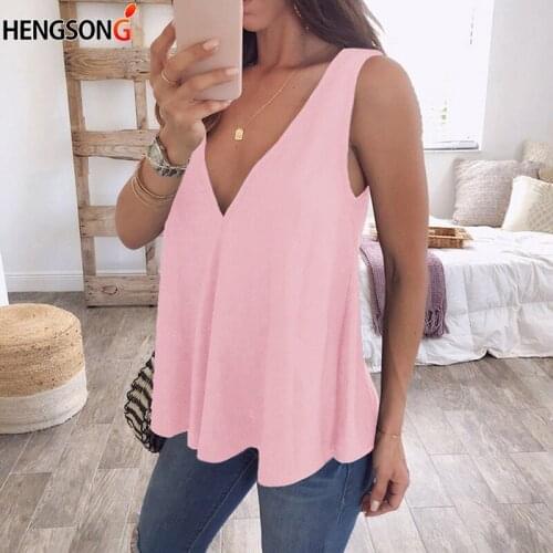 Sleeveless Tops And Tees For Women 2021 Summer Chiffon Shirt V-Neck Loose Tank Top Casual T Shirt Tanks And Camis