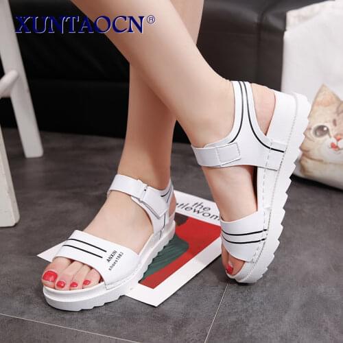 2021 Ankle Strap Buckle Platform Open Toe Block Heel Ladies Shoes Fashion Summer High Heels Thick Bottom Hollow Women Sandals