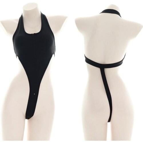 Japanese Style Girl Black One-pieces Zipper Sukumizu Private Swimwear Pajamas Sexy Cosplay School Swimsuit Homewear Body Suit