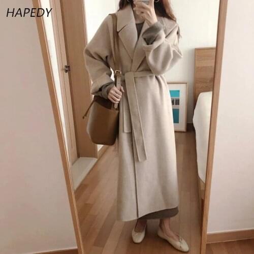 HAPEDY 2021 New Women Korean Winter Long Overcoat Outwear Coat Loose Plus Size Cardigans Full Sleeve Manteau Femme Hiver Elegant