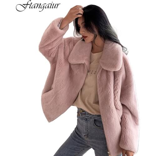 Ftangaiur 2019 Winter Import Velvet Mink Fur Coat For Femal Turn-Down Collar Natural Fur Coat Womens Short Real Mink Fur Coats