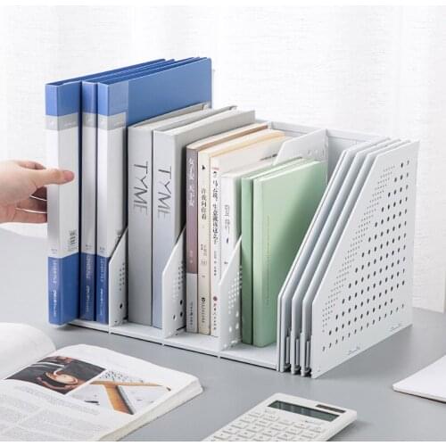 2/3/4 Grids Desktop Folder Storage Box Vertical Bookshelf Folding File Basket Student Stationery Office Desk Accessories