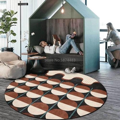 200cm Modern Coffee Rice Dumpling Color Geometric Circular Splicing Living Room Bedroom Non-slip Mat Carpet Customization