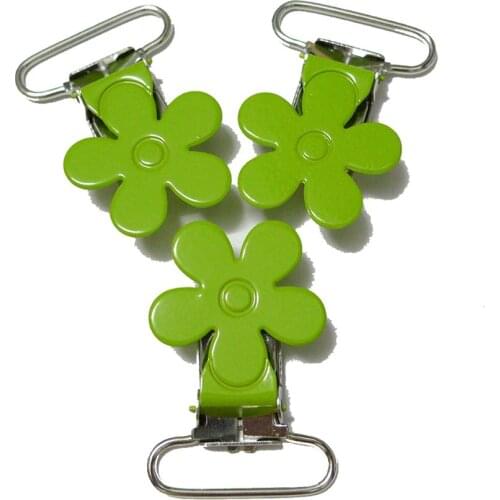 25pcs #22 Lime Green Color Plum Blossom Flower Suspender Clips