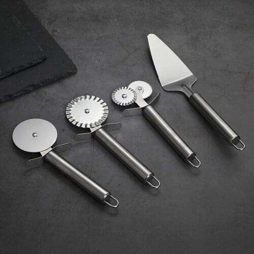 4 styles Stainless Steel Pizza Rugged Wheel Cutter Pizza Knife kitchen Tools Cut Pizza Tools Kitchen Accessorie Tools