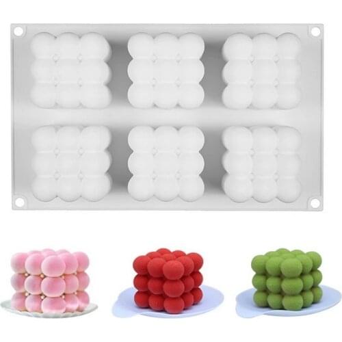 6Holes 3D Cake Silicone Mold Dessert Baking Mould Decorating Art Cakes Crafts DIY Candles Soy Wax Aromatherapy Plaster Soap Mold