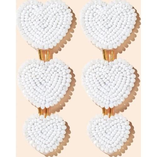 Bohemian Travel Birthday Party Personality Fashion Three Peach Heart Bead 2020 Fashion Rice Bead Summer Earring Gift