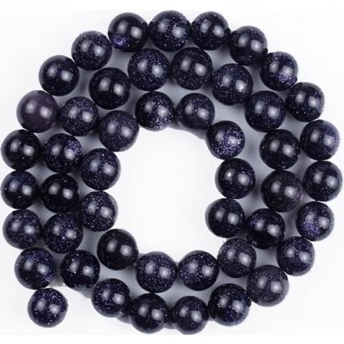 Natural Stone Beads Blue Sand Fine Flash Round Smooth Loose Beads for Making DIY Bracelet Earrings Accessories 4/6/8/10/12mm