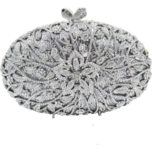 Boutique Ellipse Clutch bags Rhine stone Inlay Wedding Bridal Evening Bags Small C asual Clutch Bag A517