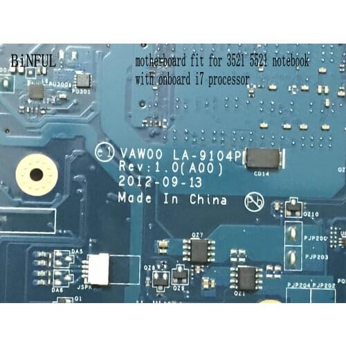 FAST SHIPPING, VAW00 LA-9104P REV : 1.0 (A00) 5521 MOTHERBOARD FOR DELL INSPIRON 3521/5521 MAINBOARD , I7 PROCESSOR