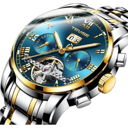 Tourbillon mens watch fashion mechanical watch multi-function waterproof mens watch