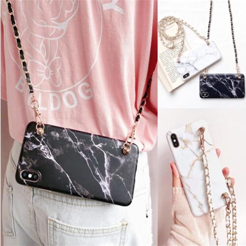 Crossbody chain phone case For Samsung Galaxy S20 Ultra Note10 S10 S10E S9 S8 Plus A50 A51 A70 A71 A40 Fashion marble Rope cover