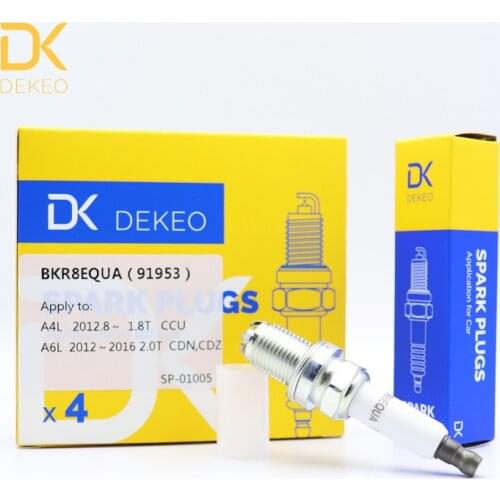 Dekeo Spark Plug BKR8EQUA（91953）101905611G Nickel High Performance Pack of 4 for Audi A3/4/5/6/7/8 for Volkswagen for Skoda 4PCS