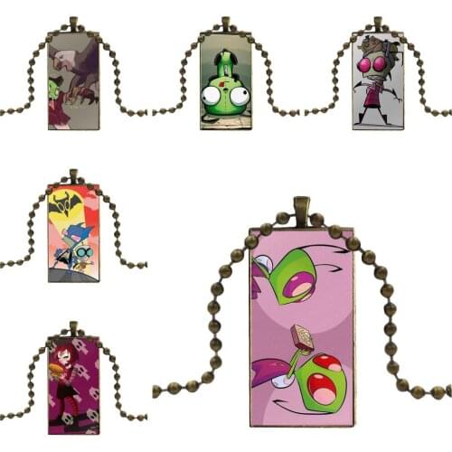 For Women Glass Pendant Galaxy Pendant Necklace Women Bronze Plated Necklaces Jewelry New Invader Zim