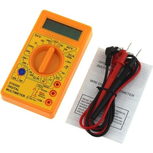 DT-830D Mini Pocket Digital Multimeter 1999 Counts AC/DC Volt Amp Ohm Diode hFE Continuity Tester Ammeter Voltmeter Ohmmeter