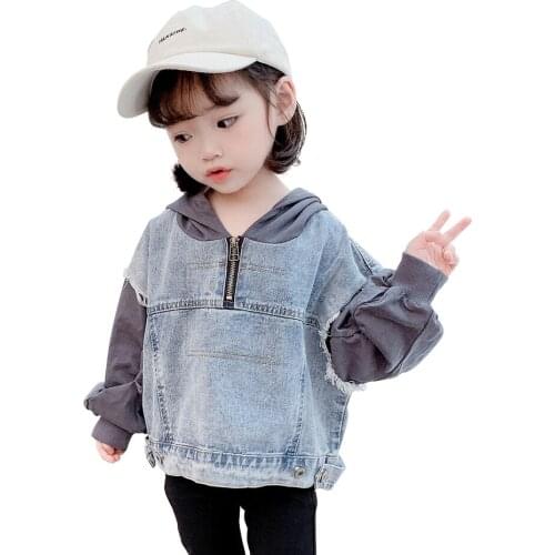 Girls Denim Jacekt Outerwear Patchwork Coat Girl Casual Style Outerwear For Children Spring Autumn Clothes For Baby Girl 2-7T