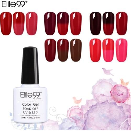 Elite99 Temperature Change Wine Red Thermal Nail Gel Soak off UV Gel Polish Stamping Enamel Color Changing Hybrid Varnish 10ml