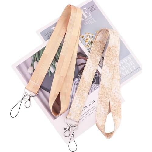 ER742 Wood Grain Marble Pattern Painting Art Key Chain Lanyard Neck Strap For Phone Keys ID Card Creative Lanyards