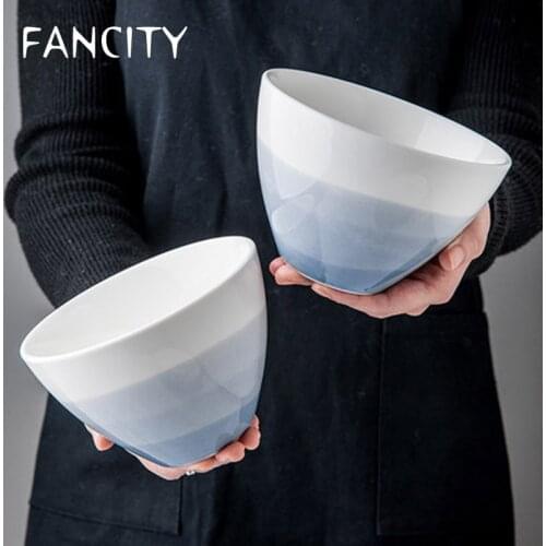 FANCITY Good-looking large rice bowl and taller bowl, household 5 inch ceramic bowl for dinner, exquisite breakfast bowl
