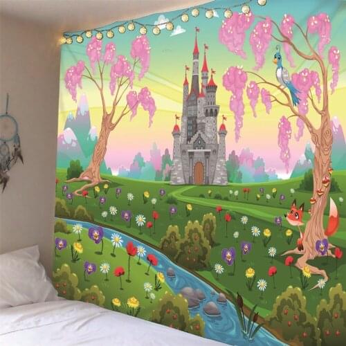 Castle tree Tapestries Wall Hanging Tapestry Printed Clear Camping Tent Travel Beach Picnic Throw Rug Customized Dropshipping