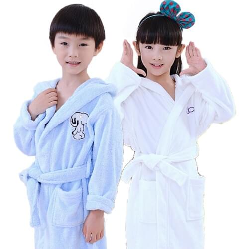 Winter Children Hooded Bathrobe Towel Kids Boys Girls Cotton Lovely Robes Dressing Gown Kids Homewear Sleepwear with Belts