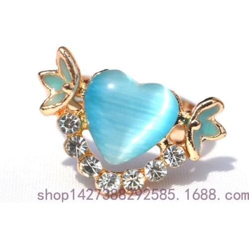 High quality Austria Crystal Heart Shape Opal Painted Fashion Rings for Lady Rose Gold Color Engagement alliance Women Jewelry