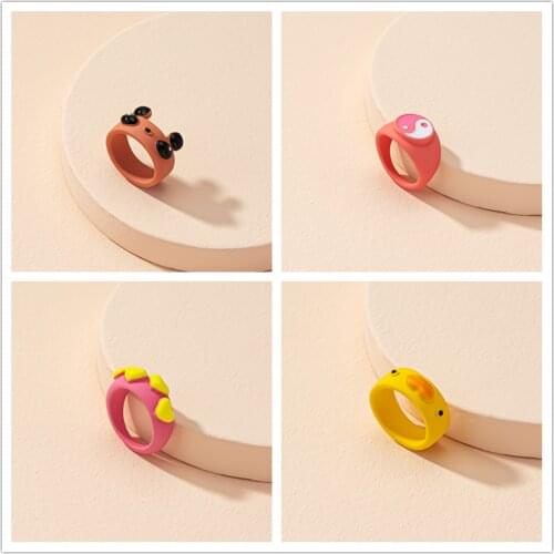 New Cute Frog Duck Ring Female Ins Simple Fun Frog Love Resin Rings Hip Hop Masquerade Halloween Wholesale Jewelry for Women