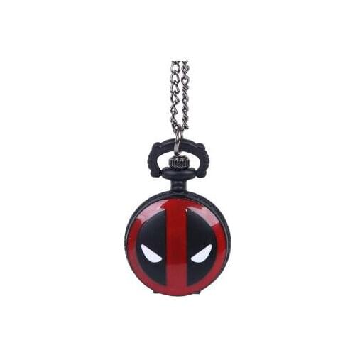 Cool Fashion Deadpool Theme Pocket Watch With Black Chian Necklace Best Gift To Children