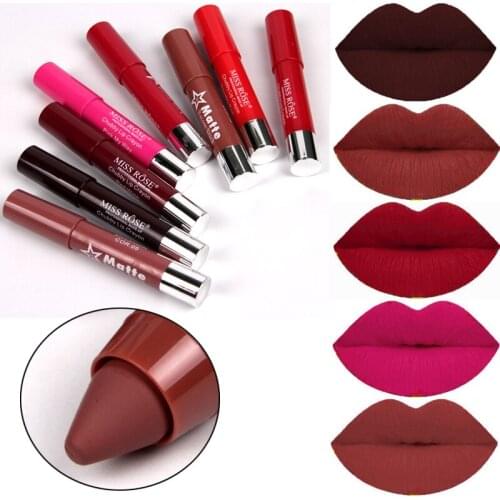 Miss Rose sexy red lipstick 8 colors batom mate Rotary lipstick waterproof long lasting nude lipsstick makeup cosmetics MS061