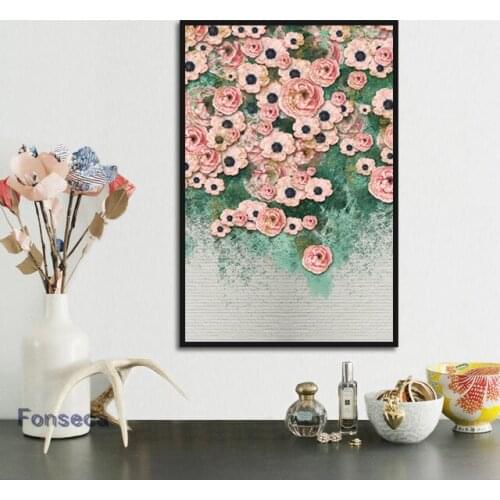 Nordic Fashion Flower Posters and Prints Modern Beautiful Pink Floral Canvas Painting Wall Art Pictures for Living Room No Frame