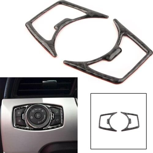 Carbon Fiber ABS Car Headlight Switch Decoration Cover Frame Trim For Ford Mustang 2015 2016 2017 2018 2019