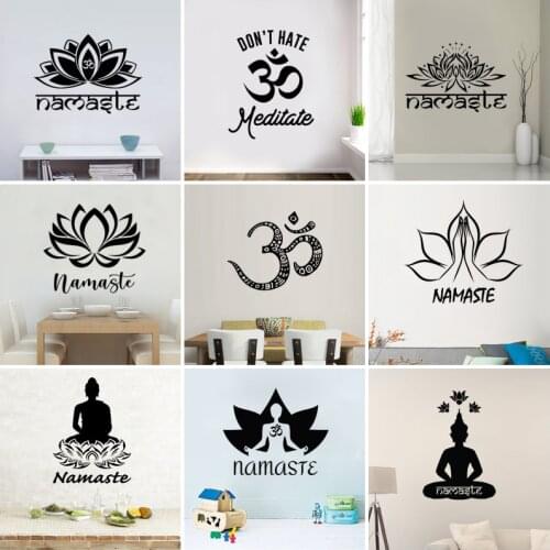 Namaste Yoga Mandala Vinyl Wall Stickers Home Decor Hinduism Room Art Mural Wall Decal Gift Removable