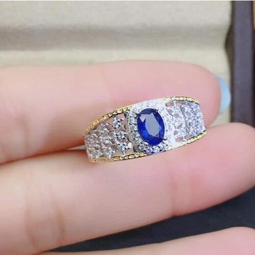 Natural real blue sapphire ring 925 sterling silver Fine handworked jewelry Finger rings
