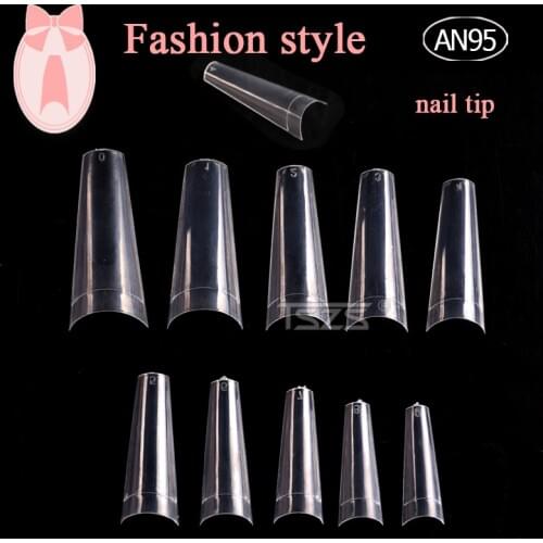 1bag/lot 500pcs/Bag 10 Sizes Ballerina French Coffin Nails Clear/Natural Flat Shape Manicure Acrylic Half Cover Nail Tips