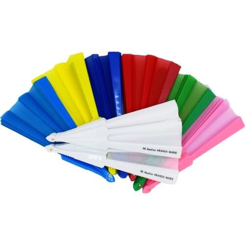 Auviderin Personalized 50pcs Spanish Cloth HandHeld Wedding Fan Plastics Fan
