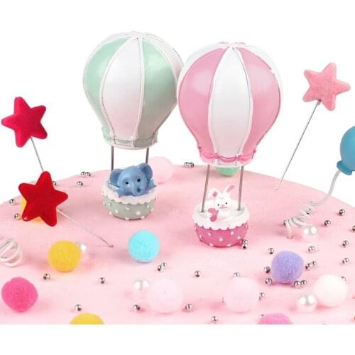 Resin Mini Cute Hot Air Balloon Rabbit And Elephant Statue Decoration Ornament